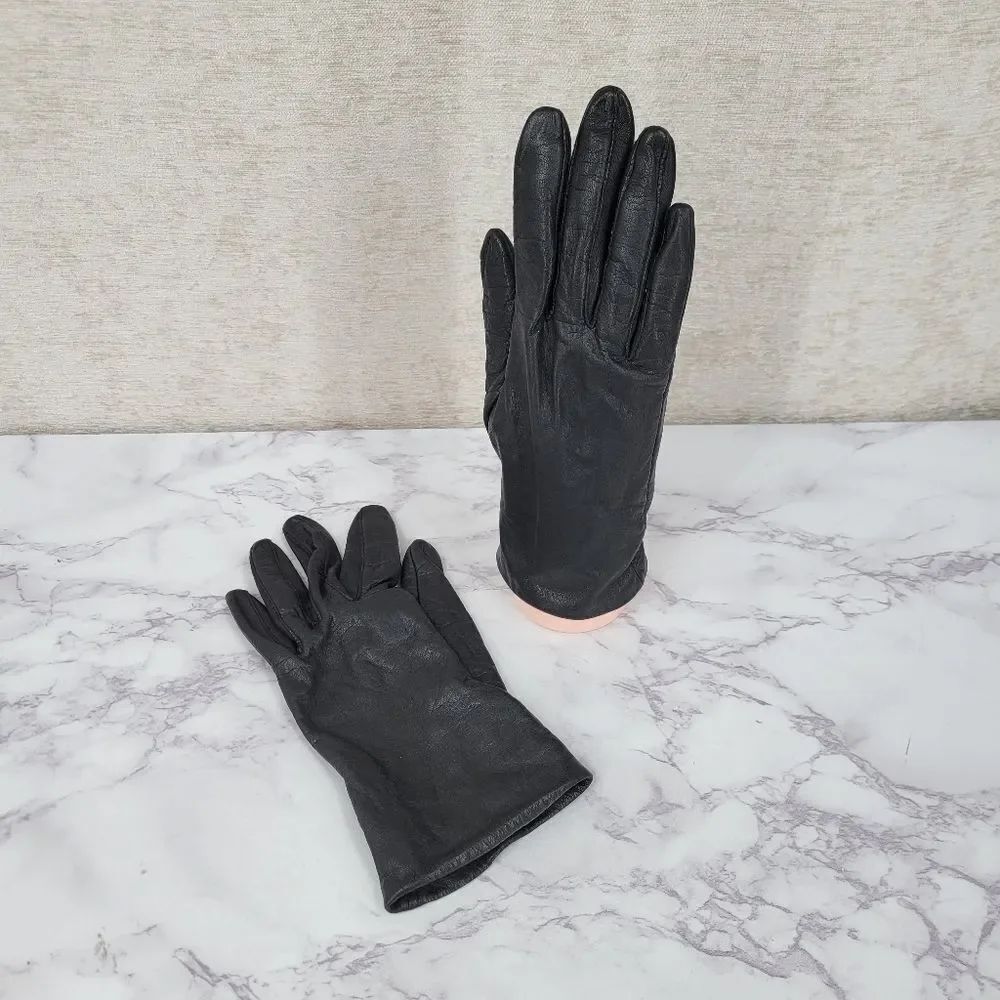 Grandoe Vintage Black Leather Driving Gloves Women's Size 7
